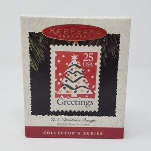 1995 Hallmark Christmas Stamp Enamel on Copper Keepsake Holiday Ornament.
